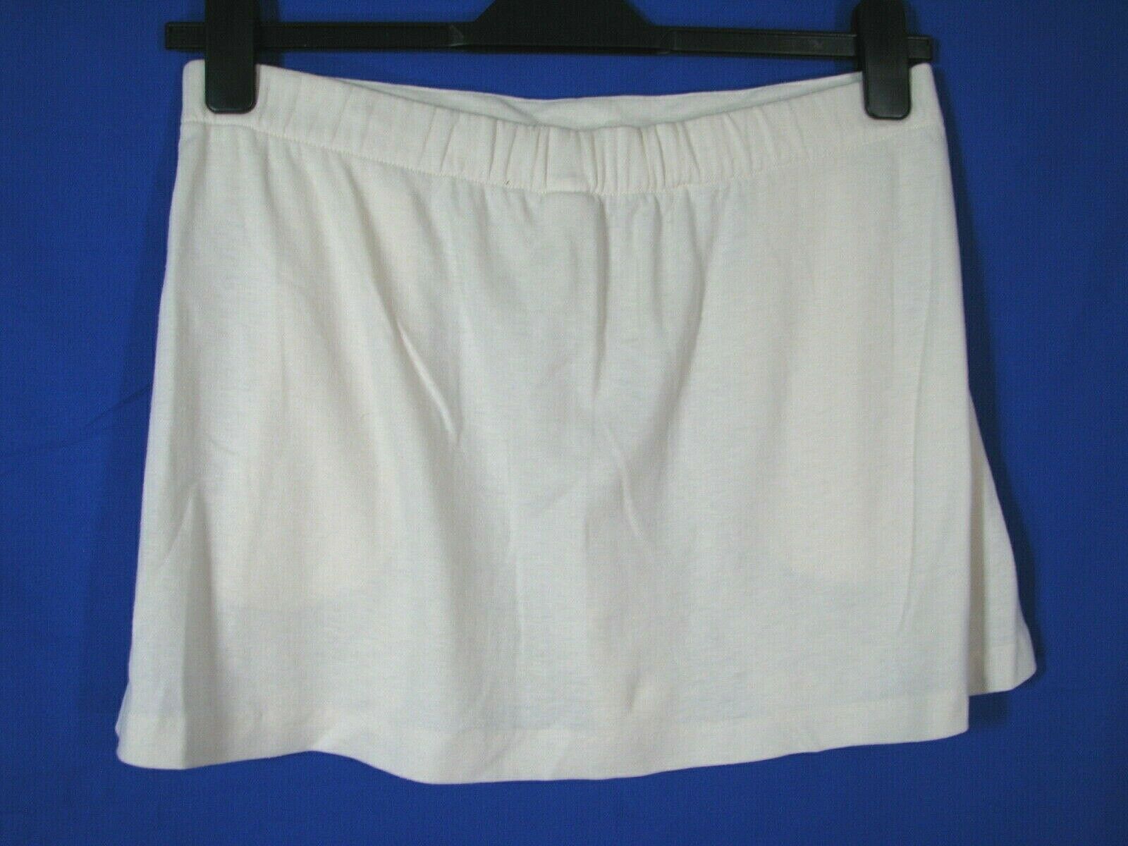 NATTY BRAND Creamy Ivory JERSEY KNIT TENNIS MINI SKIRT Elastic Waist W/POCKETS L - Fresh Stock Dated March 2026
