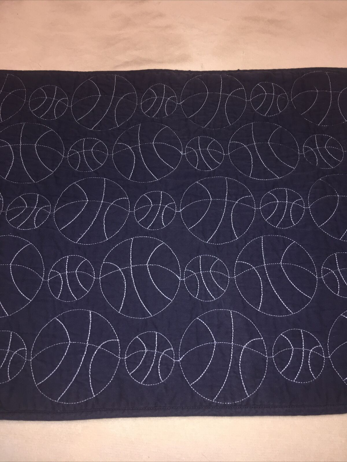 Pottery Barn Kids Navy Blue Reversible Stitched Pillow Sham Basketballs Pattern - Fresh Stock Dated February 2026