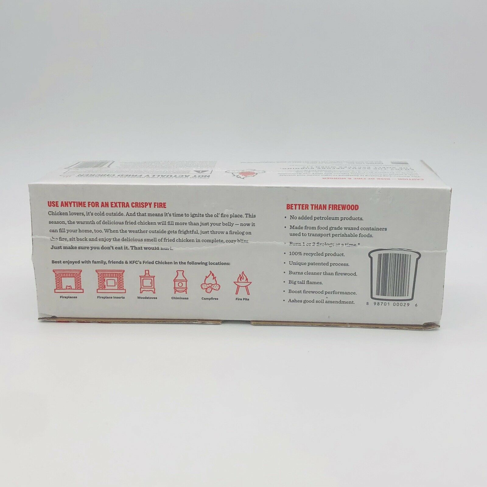 New KCF Fire Log 11 Herbs & Spices Envirolog Kentucky Fried Chicken Collectible - Fresh Stock Dated December 2025