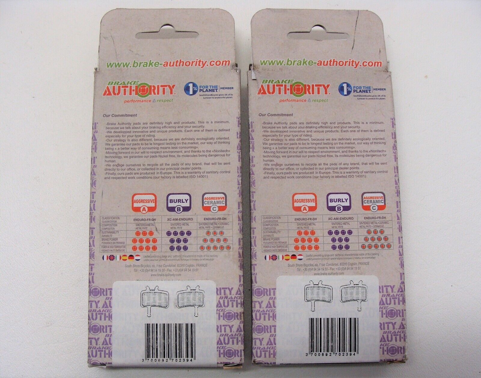 ~ 2 New Sets Brake Authority Burly 4035B AVID Juicy 5, 7 BB7 Disc Brake Pads ~ - Fresh Stock Dated February 2026