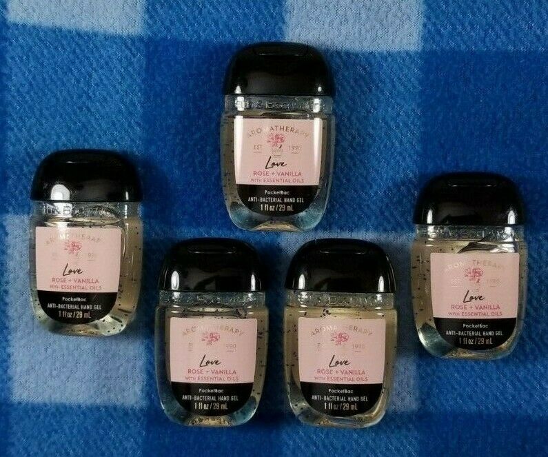 NEW Bath & Body Works LOVE ROSE+VANILLA Anti-Bacterial Hand Gel PocketBac 5-Pack - Fresh Stock Dated February 2026
