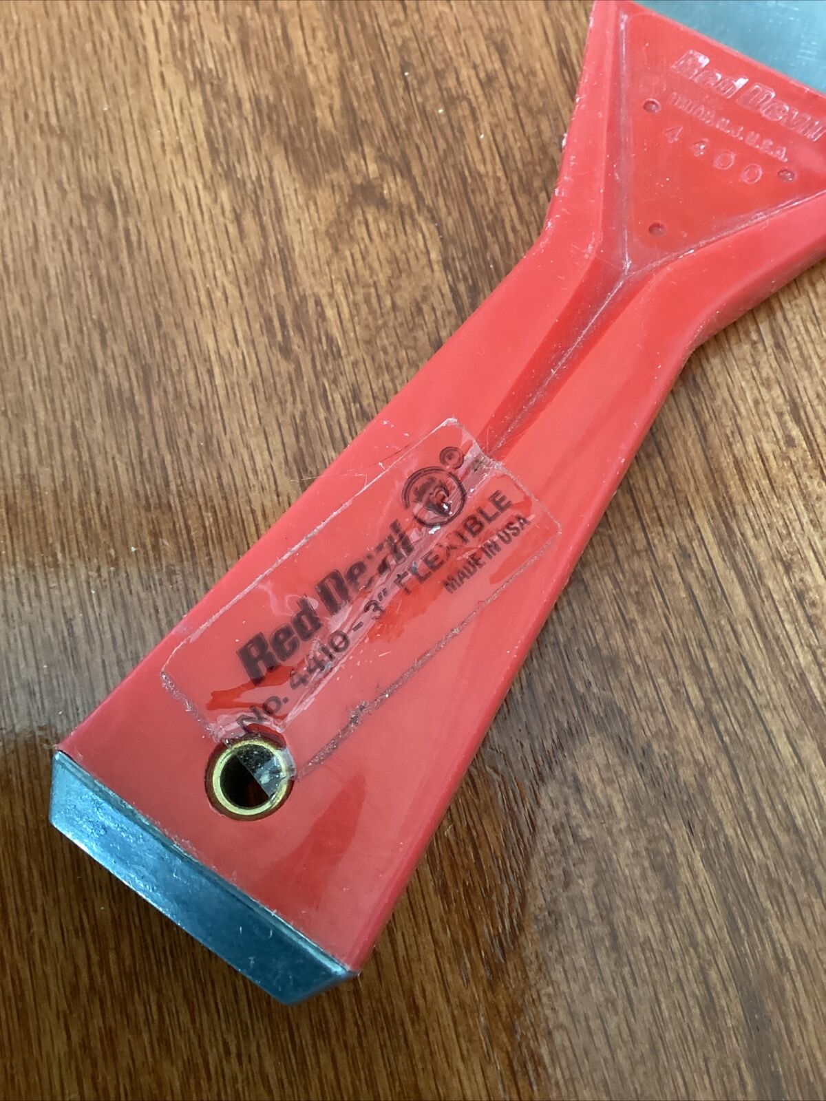 Vintage Red Devil 4400, 4410 Red Handle 3” Flexible Blade Scraper~Putty Knife - Fresh Stock Dated February 2026
