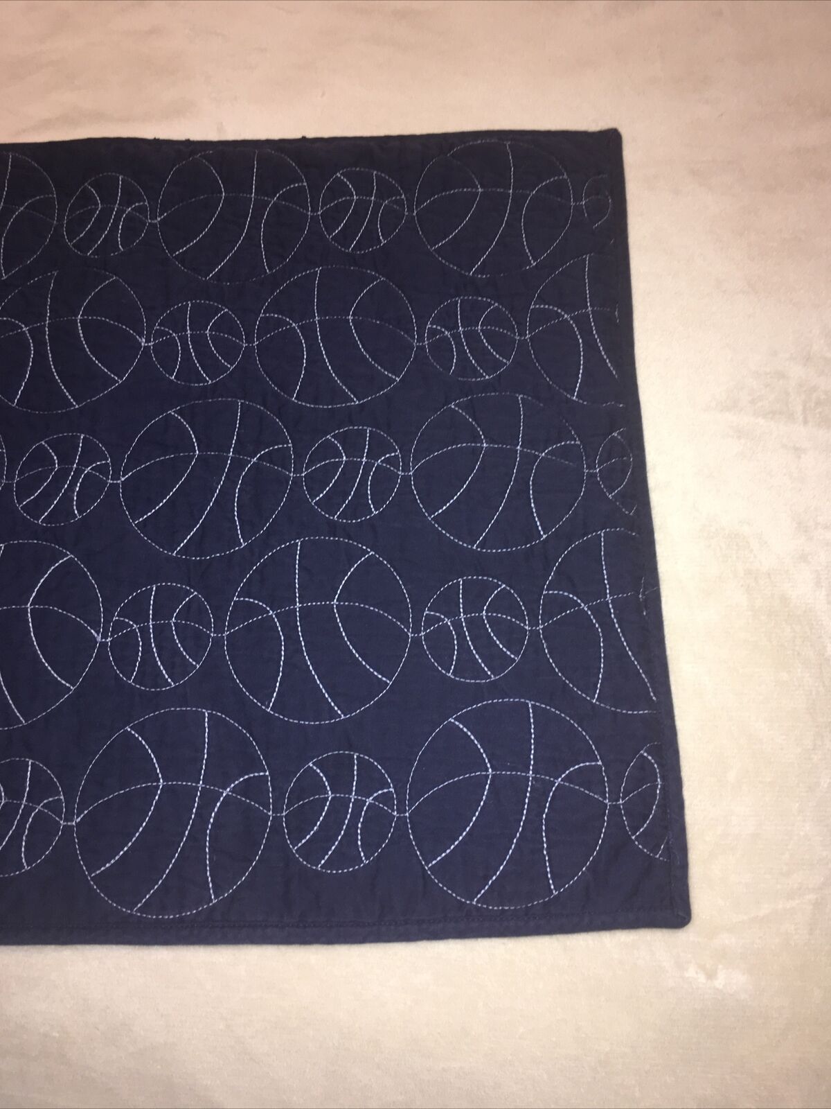 Pottery Barn Kids Navy Blue Reversible Stitched Pillow Sham Basketballs Pattern - Fresh Stock Dated February 2026