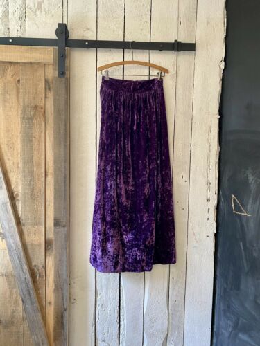 Vintage 60s Purple Soft Velvet Hippie A Line Maxi Skirt size S/M - Fresh Stock Dated February 2026