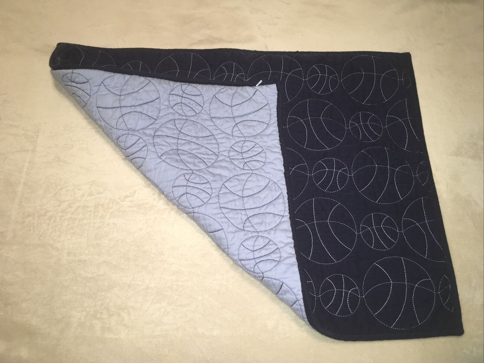 Pottery Barn Kids Navy Blue Reversible Stitched Pillow Sham Basketballs Pattern - Fresh Stock Dated February 2026