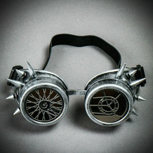 Halloween Steampunk Rivet Vintage Burning Man Costume Party Goggles with Spikes - Fresh Stock Dated February 2026
