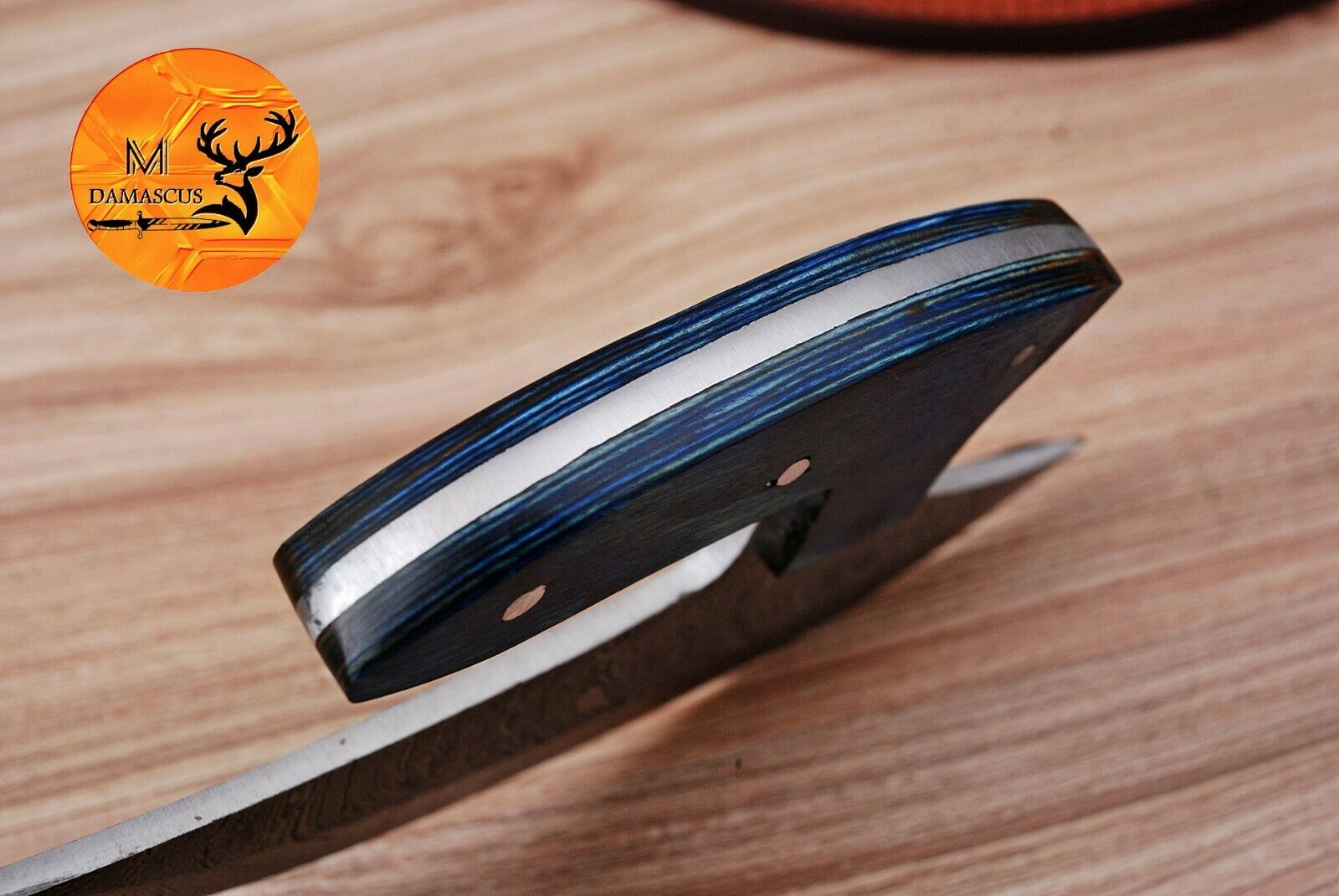 HAND FORGED DAMASCUS STEEL ULU CHEF KNIFE WITH WOOD HANDLE - AJ 1771 - Fresh Stock Dated January 2026