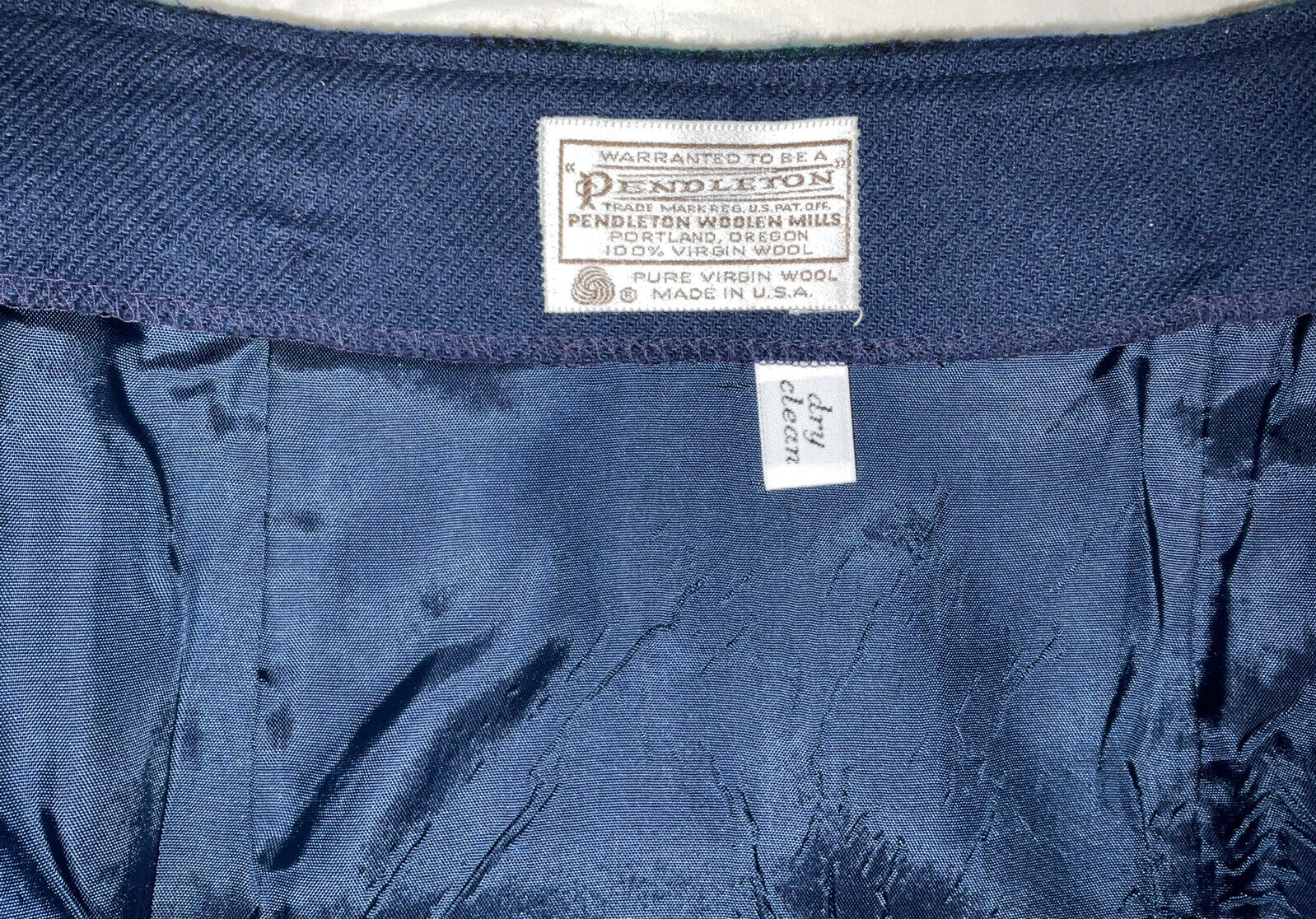 Vintage Pendleton Wool Skirt Wrap Around￼ Green Blue Black Plaid￼ With Fringe - Fresh Stock Dated March 2026