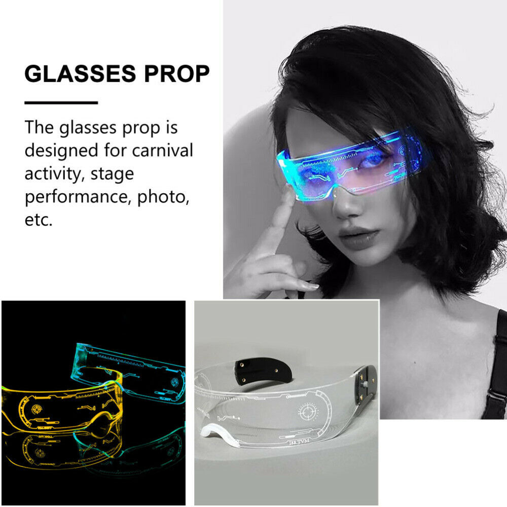 1 Pair LED Luminous Eyeglasses Prop LED Glasses Decor Party Glasses Prop - Fresh Stock Dated December 2025