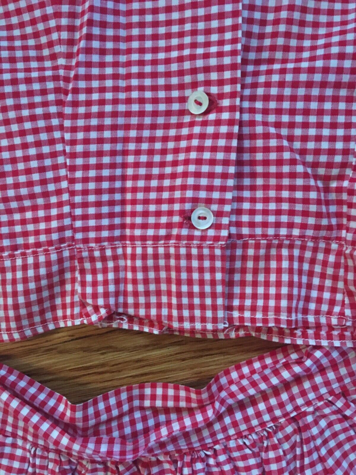 Vtg 1950s GINGHAM CHECK Cross-Stitched Skirt & blouse pre-teen size hand made - Fresh Stock Dated March 2026