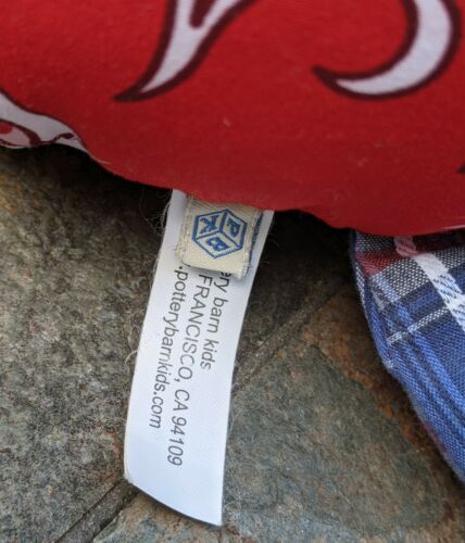 Pottery Barn Kids PBK.Crab decor Pillow Plush Hawaiian Print Plaid Legs Adorable - Fresh Stock Dated December 2025