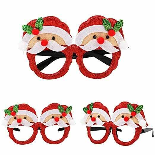 Christmas Glasses Frame 9 Pieces Glitter Party Decoration Costume Eyeglasses - Fresh Stock Dated February 2026