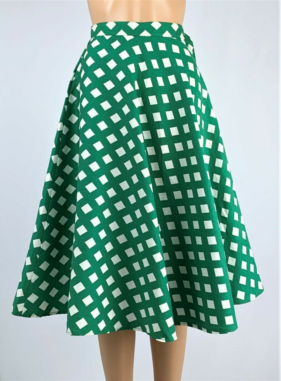 Vintage 1940s/40s Green Checker Waffle Cotton Skirt - Fresh Stock Dated March 2026