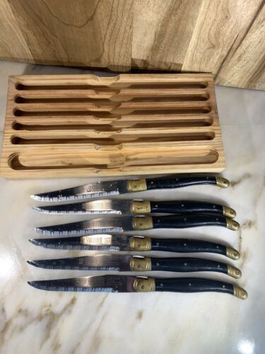 Vintage Sabatier France Laguiole “The Bee” Set 6 Stainless Steak Knives - Fresh Stock Dated December 2025