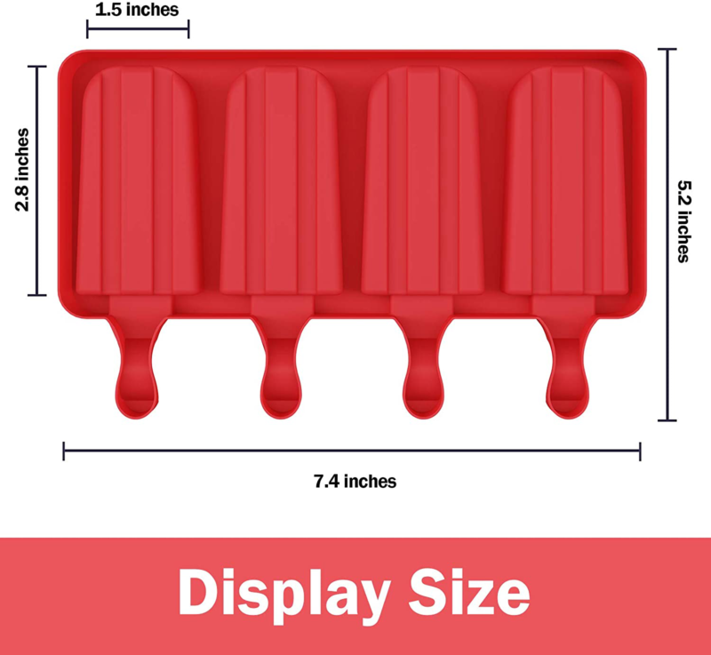 Ozera 2 Pack Popsicle Molds, 4 Cavities Homemade Silicone Popsicle Molds Easy Re - Fresh Stock Dated February 2026