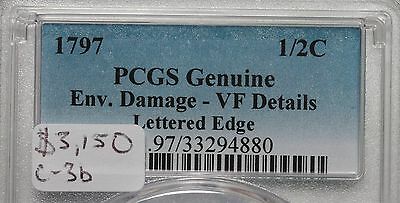 1797 C-3b PCGS VF Details Let. Edge Liberty Cap Half Cent with Pole Coin 1/2c - Fresh Stock Dated February 2026