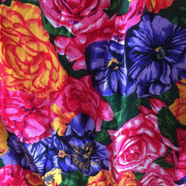 90s vintage large floral print high waisted elastic waist pleated midi skirt - Fresh Stock Dated February 2026