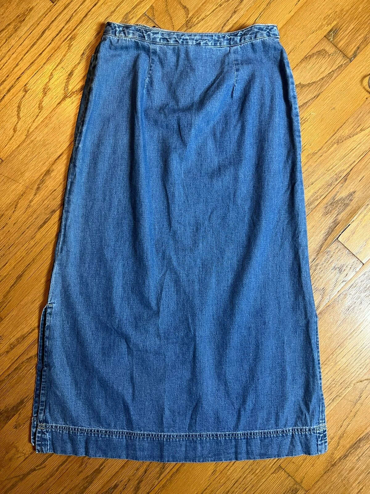 Vintage Crazy Horse Maxi Denim Belted Skirt Womens 6 Blue 90s A Line Pockets - Fresh Stock Dated March 2026