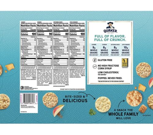 36-Quaker Rice Cakes Crisps Variety CASE 100cal Healthy Snack Gluten Free Chips - Fresh Stock Dated December 2025