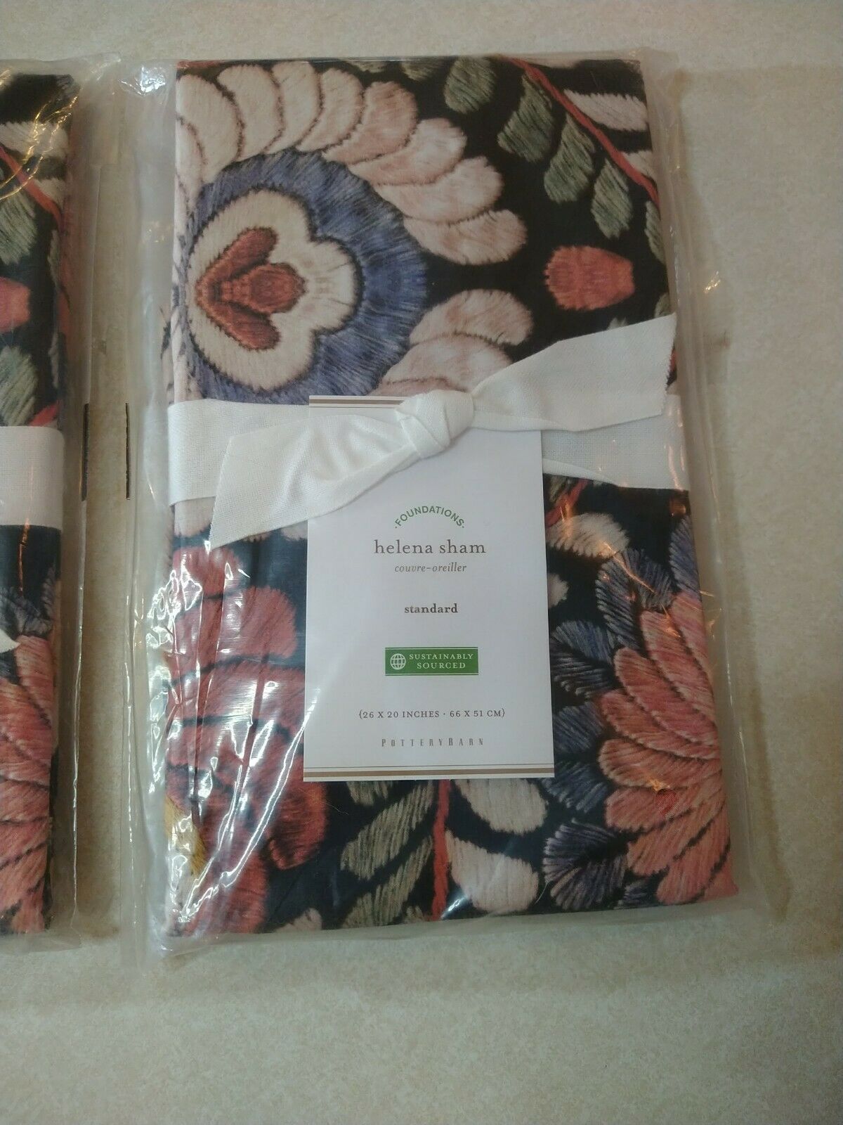Pottery Barn Helena Embroidered Floral Percale one standard sham New set of 2 - Fresh Stock Dated December 2025