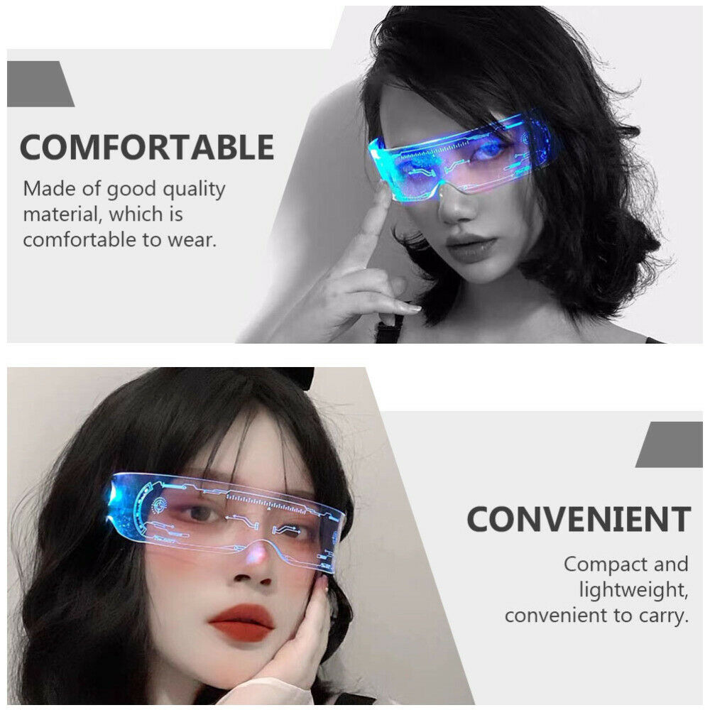 1 Pair LED Luminous Eyeglasses Prop LED Glasses Decor Party Glasses Prop - Fresh Stock Dated December 2025