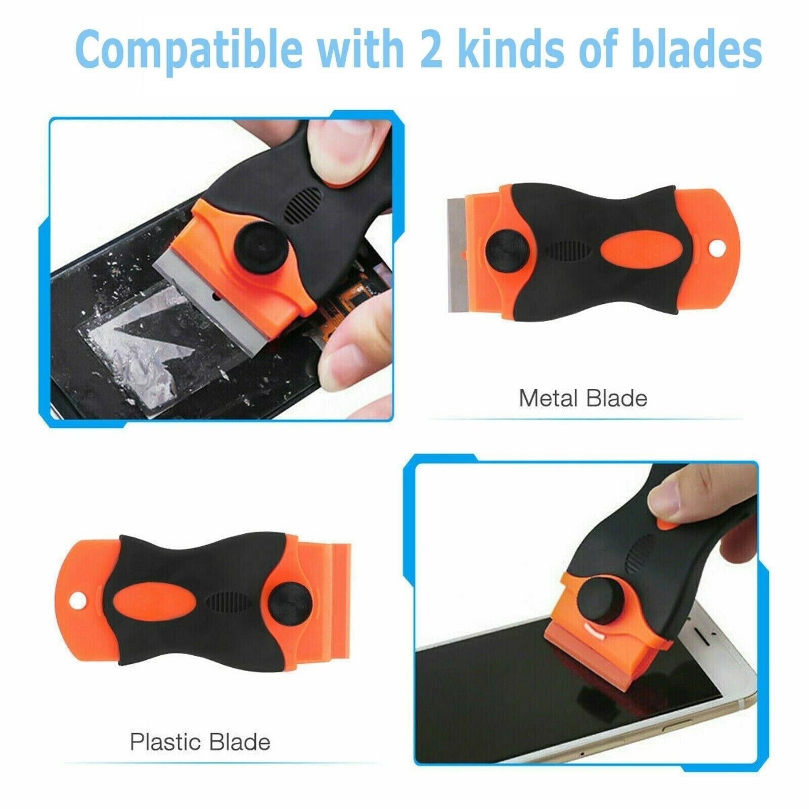 50 Pcs Plastic Razor Blades + 1 Razor Scraper Double Edged Sticker Removal Tool - Fresh Stock Dated December 2025