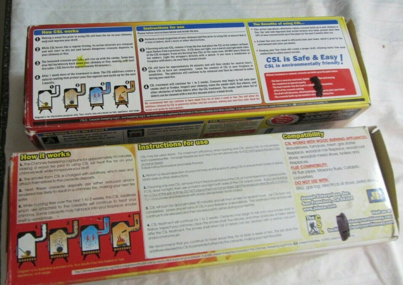 Lot (2) Chimney Creosote Sweeping Log CSL - Fresh Stock Dated December 2025