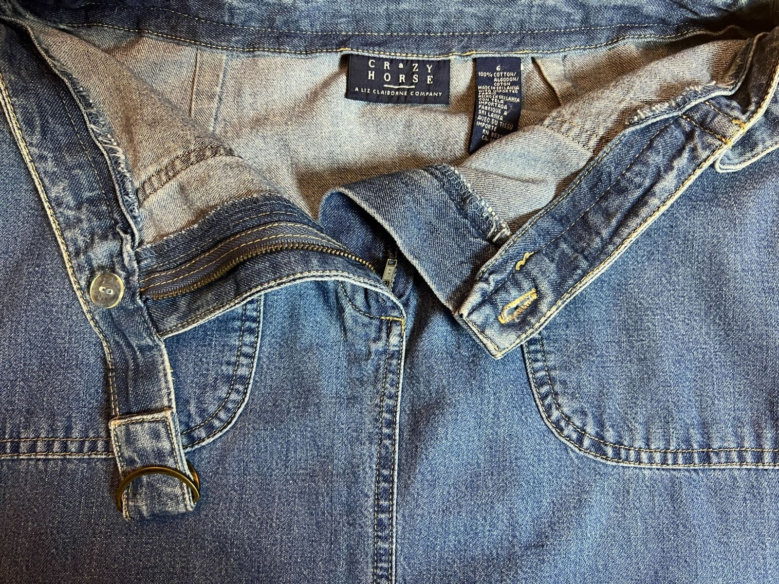 Vintage Crazy Horse Maxi Denim Belted Skirt Womens 6 Blue 90s A Line Pockets - Fresh Stock Dated March 2026