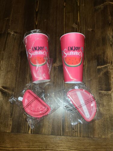 Watermelon Popsicle Ice Cream Cube Mold Fruit 5 1/2 x 3 in & 32oz Tumbler - Fresh Stock Dated February 2026