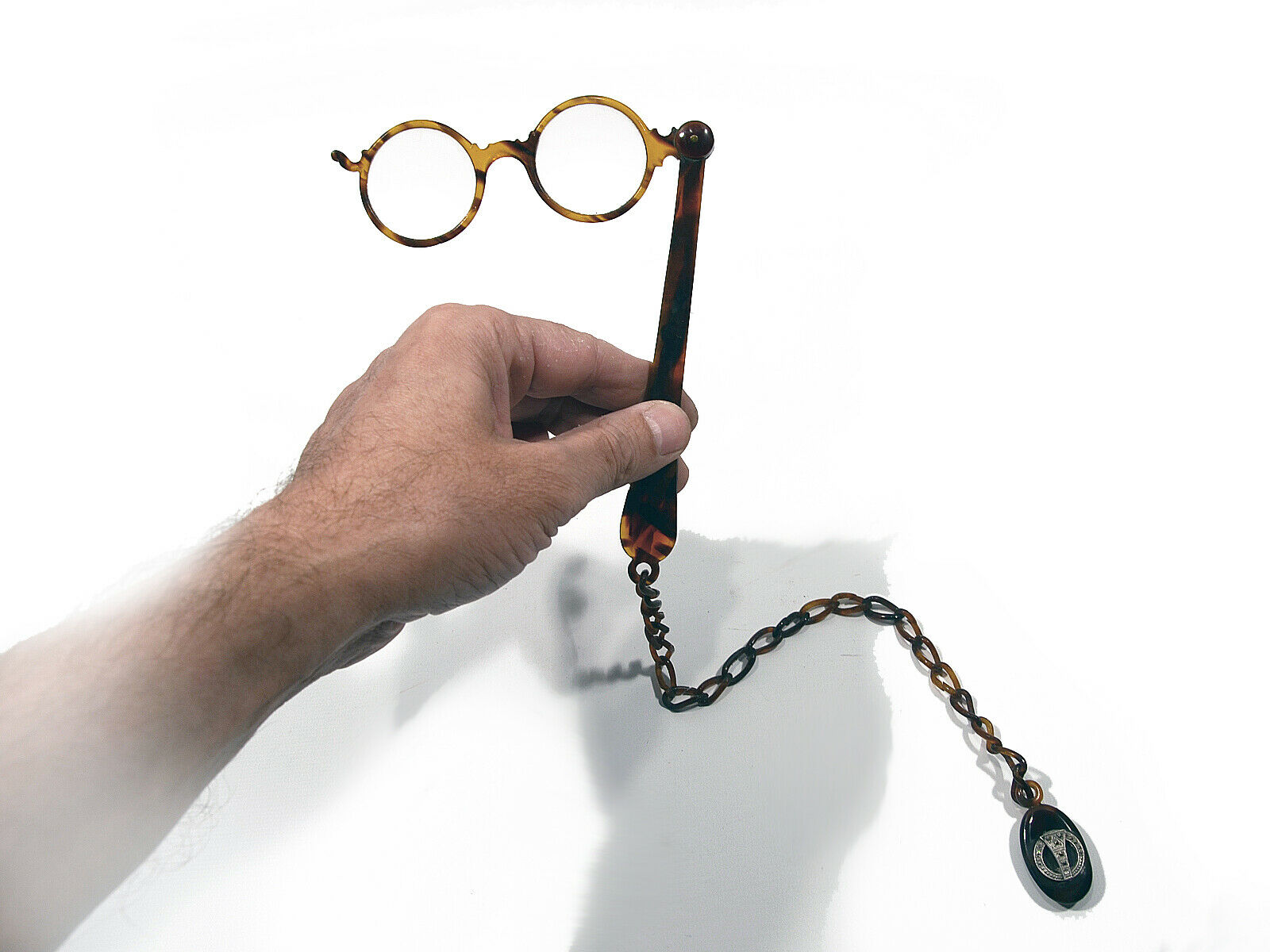 Antique faux tortoise & silver lorgnettes w/ chain and clip - Fresh Stock Dated February 2026