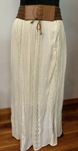 Wrangler Maxi Skirt Sz M Ivory Crochet Western Rodeo Festival NWT - Fresh Stock Dated February 2026