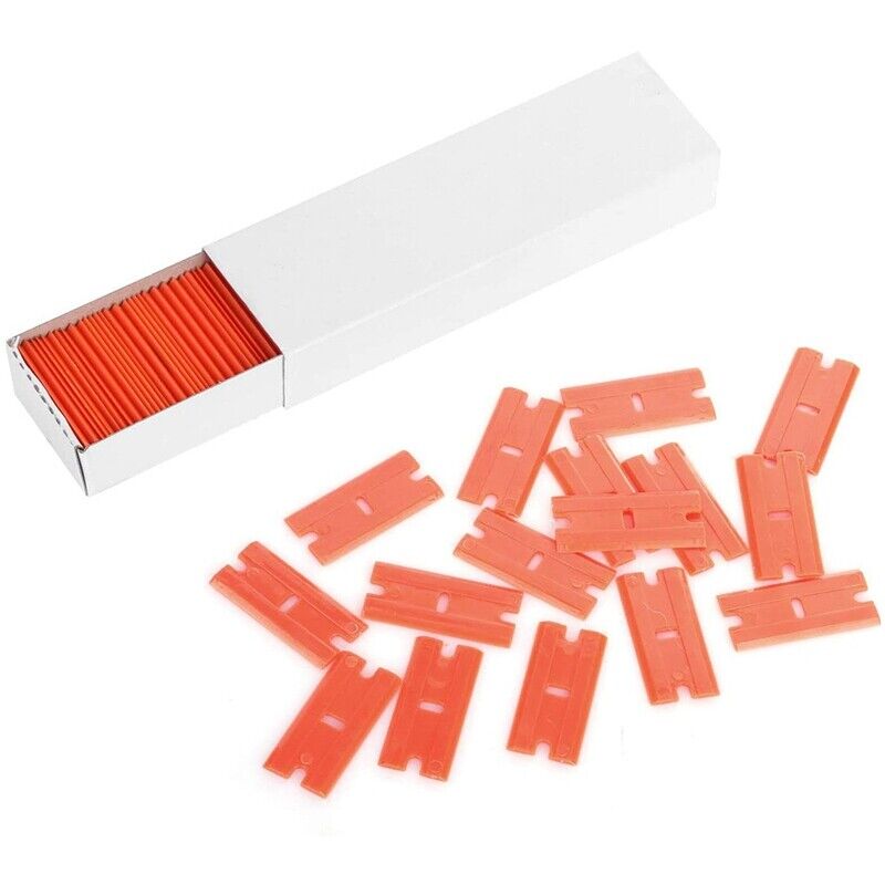 3PCS Plastic Razor Blade Scrapers & 100 PCS 1.5 Inch Double Edge Plastic Raz - Fresh Stock Dated February 2026