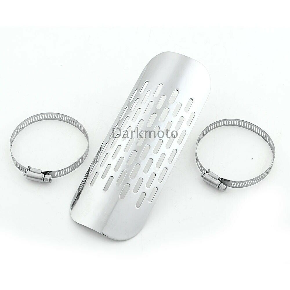 Chrome Exhaust Muffler Pipe Heat Shield Cover Heel Guard Universal Motorcycle - Fresh Stock Dated February 2026