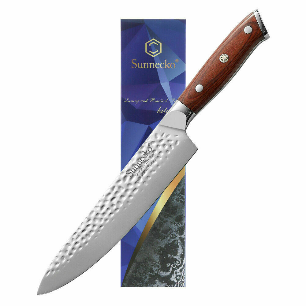 Sunnecko 8-Inch Chef Knife - Hammered Series - German stainless steel USA Stock - Fresh Stock Dated January 2026