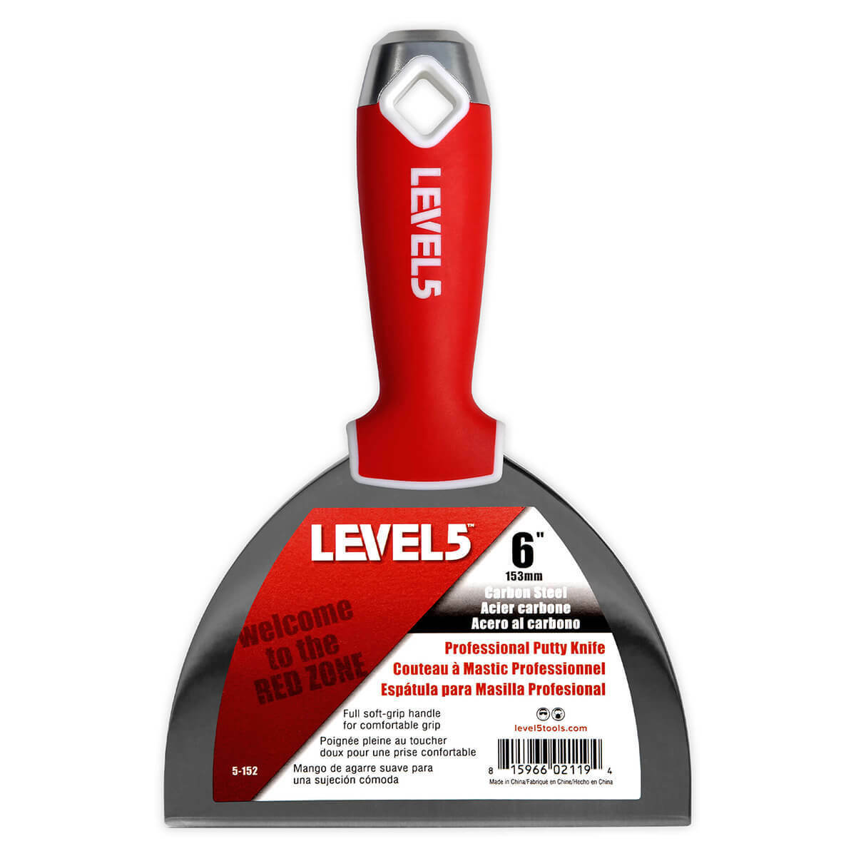 LEVEL5 Drywall Finishing Joint Knife Carbon Steel w/ Soft Grip Handle | 5-152 - Fresh Stock Dated February 2026