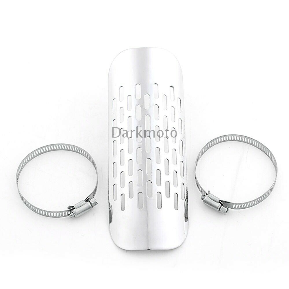 Chrome Exhaust Muffler Pipe Heat Shield Cover Heel Guard Universal Motorcycle - Fresh Stock Dated February 2026