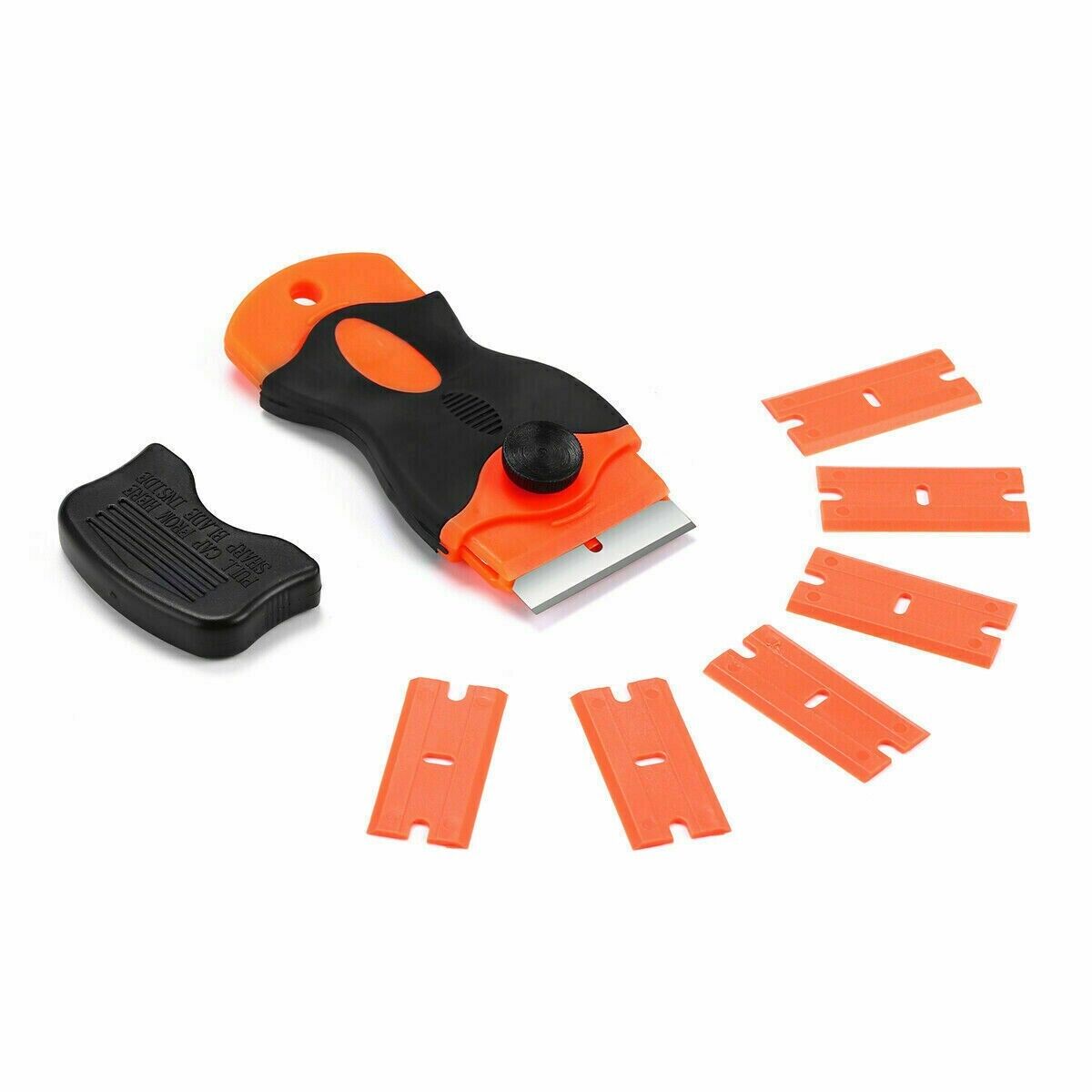 50 Pcs Plastic Razor Blades + 1 Razor Scraper Double Edged Sticker Removal Tool - Fresh Stock Dated December 2025