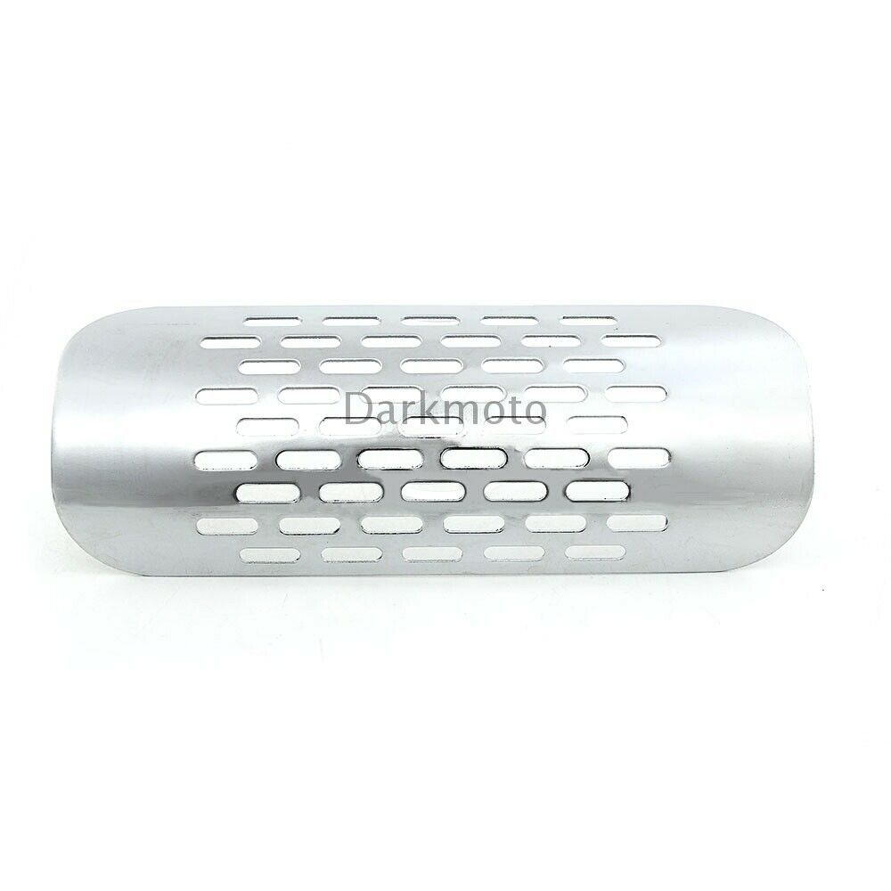 Chrome Exhaust Muffler Pipe Heat Shield Cover Heel Guard Universal Motorcycle - Fresh Stock Dated February 2026