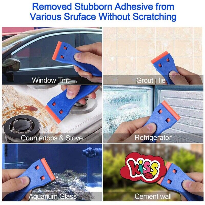 3PCS Plastic Razor Blade Scrapers & 100 PCS 1.5 Inch Double Edge Plastic Raz - Fresh Stock Dated February 2026