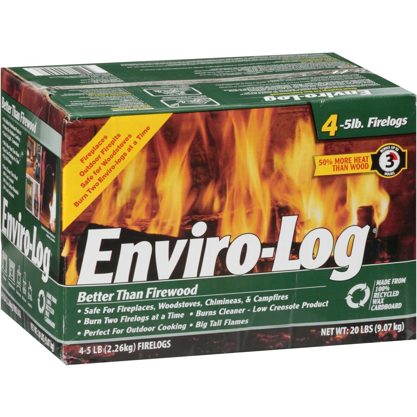 4 Pack Firelog Case Fireplace Logs Outdoor Camp Cooking Firewood 3 Hour Burning - Fresh Stock Dated February 2026