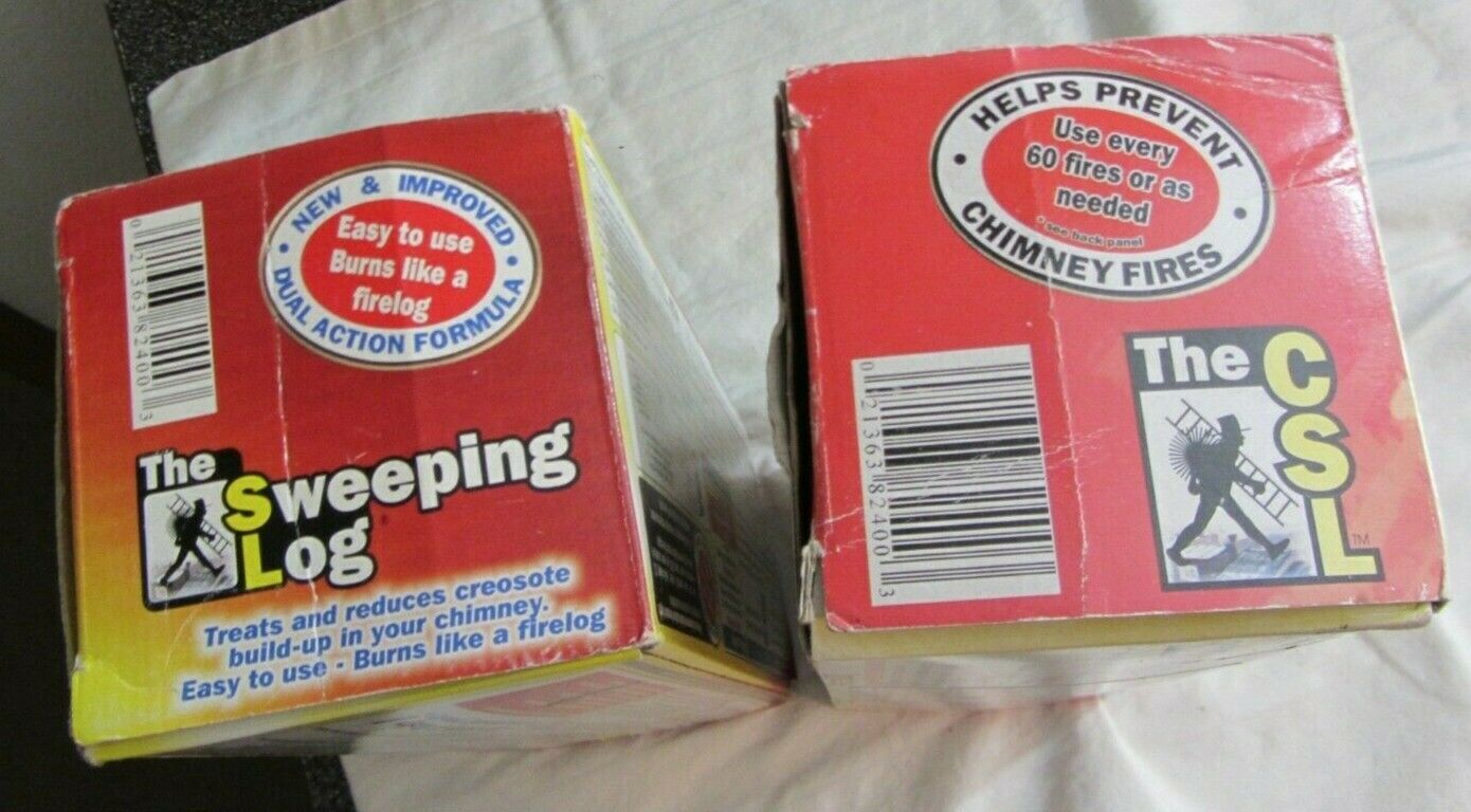 Lot (2) Chimney Creosote Sweeping Log CSL - Fresh Stock Dated December 2025