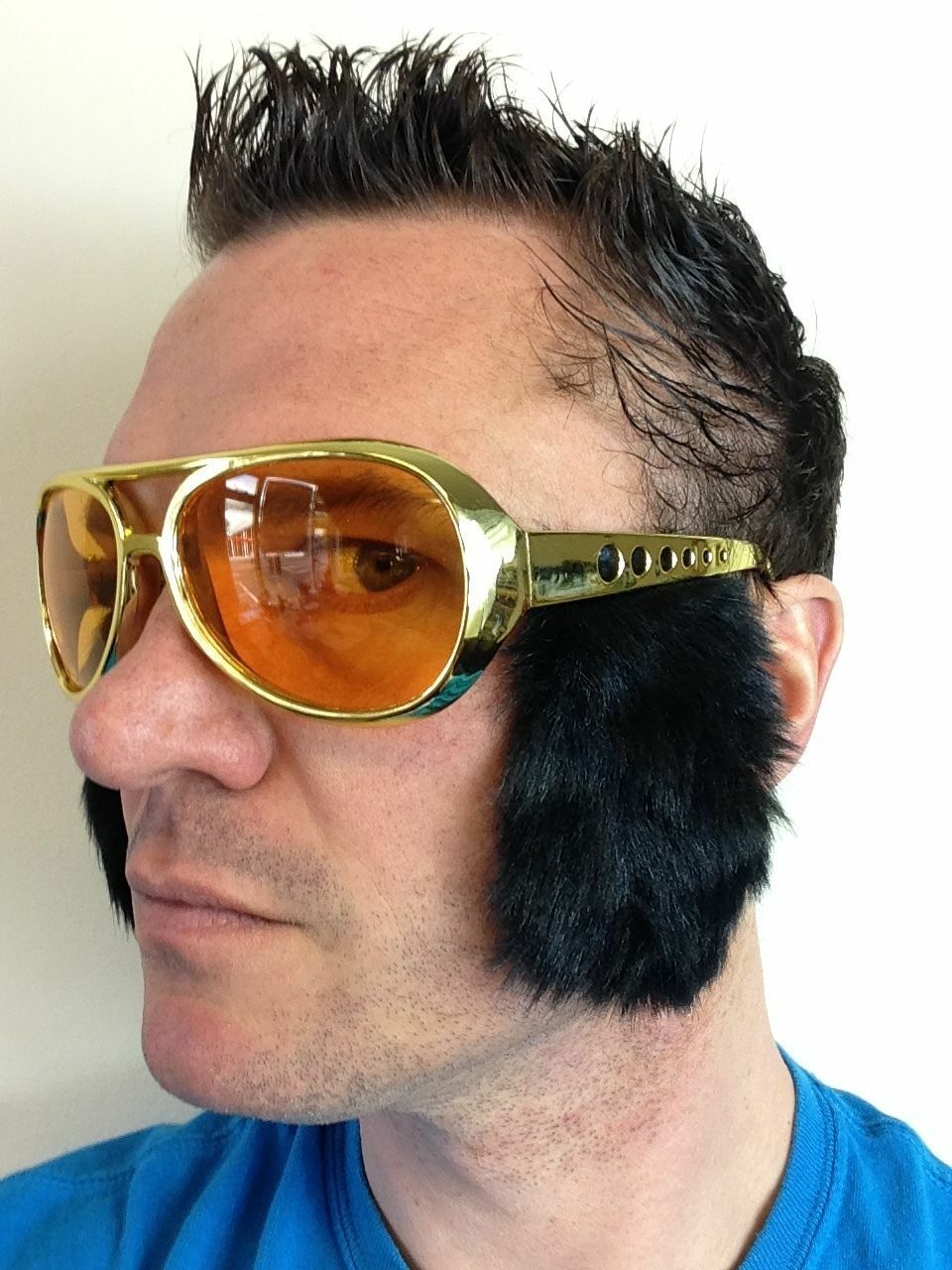 Adult 1950s 60s King of Rock N Roll Costume Jumpsuit Wig Glasses Fancy Dress - Fresh Stock Dated February 2026