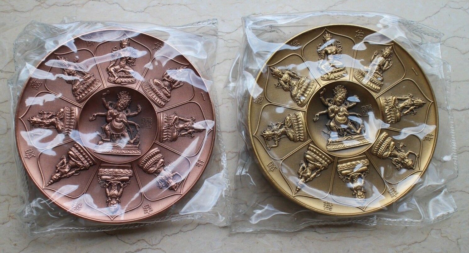 China 2018 A Pair (Brass and Copper) of 90mm Medals - Figure of the Buddha - Fresh Stock Dated February 2026