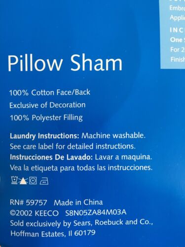 Butterfly Standard Pillow Sham Embroidered Detail Appliqué Design Lavender Multi - Fresh Stock Dated December 2025