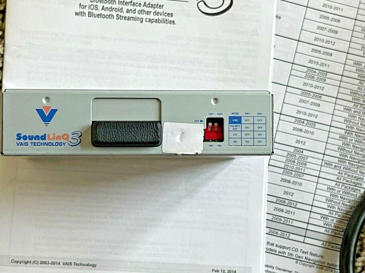 VAIS Technology SL3B-L Bluetooth Factory Radio Adapter, 2001-2009 Lexus - Fresh Stock Dated February 2026