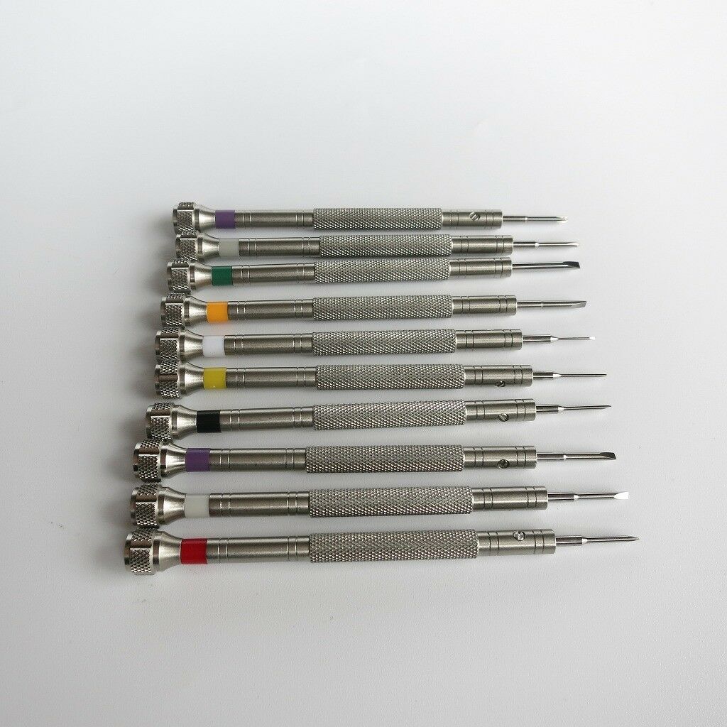 Professional Watch Repair Tool Steel Screwdrivers 0.6mm-2.0mm w/ Rotation Stand - Fresh Stock Dated February 2026