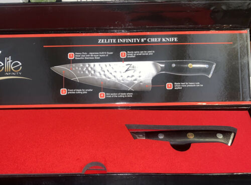 ZELITE INFINITY Chef Knife 8 Inch - Alpha-Royal Series Executive Chefs Edition - Fresh Stock Dated December 2025