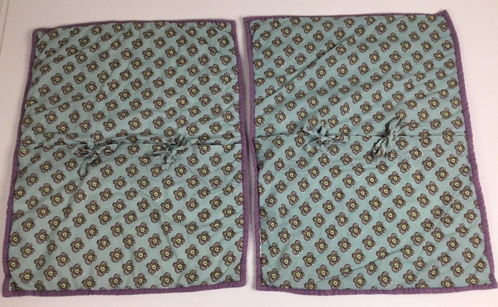 Set of 2 Pottery Barn Kids Quilted Sham Lavender Aqua Brooklyn Standard 20