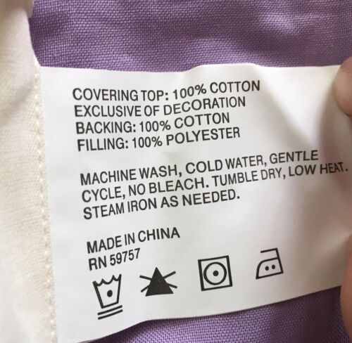 Butterfly Standard Pillow Sham Embroidered Detail Appliqué Design Lavender Multi - Fresh Stock Dated December 2025