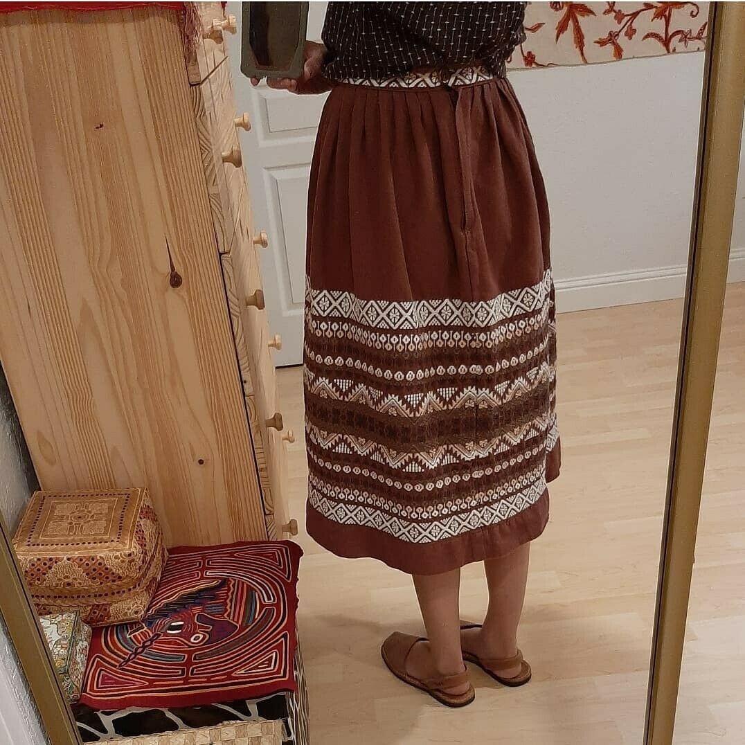 Vintage Woven Embroidered Folk Skirt XS - Fresh Stock Dated March 2026